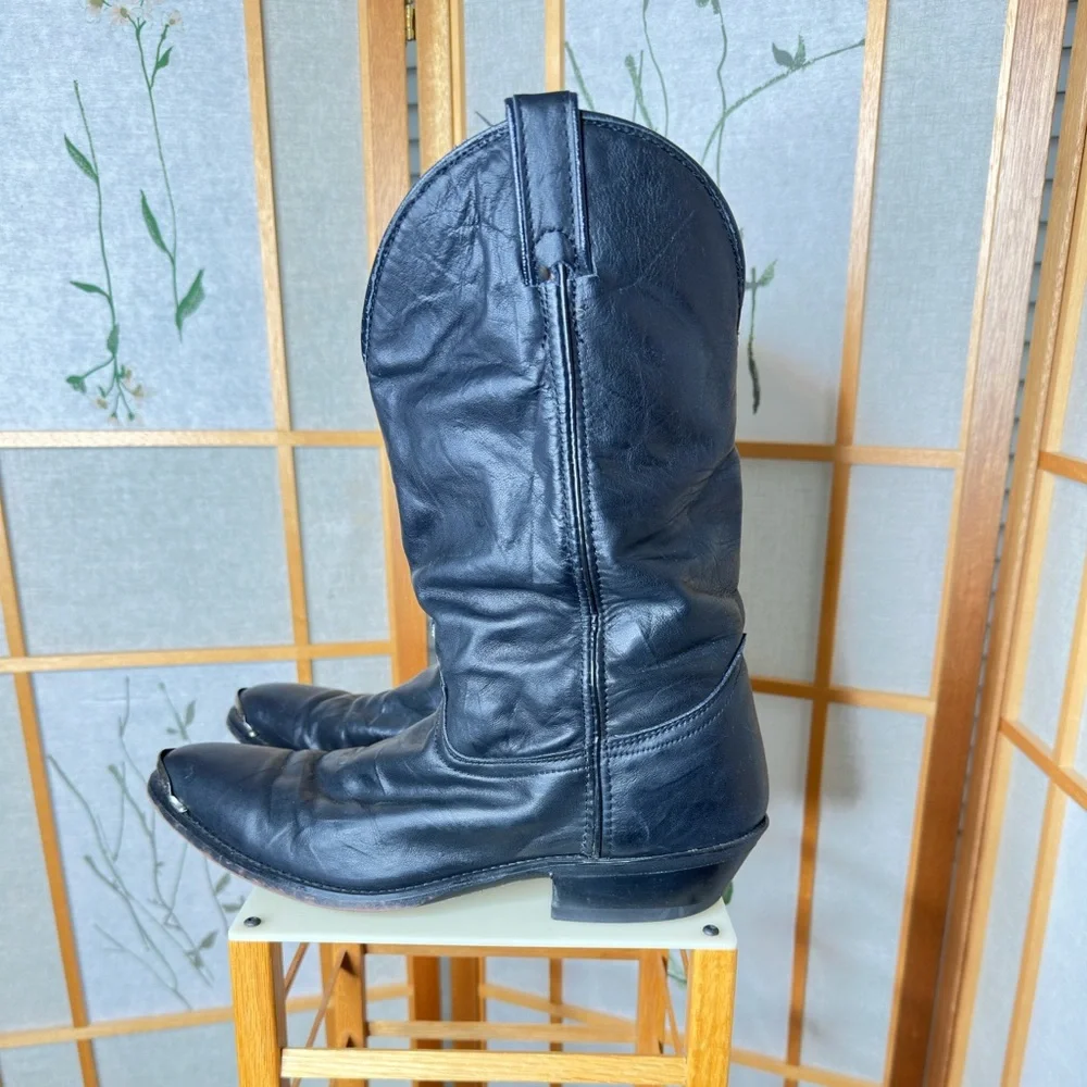 Black Code West leather cowboy boots for men. - Picture 4 of 12